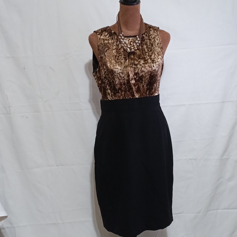 Tahari Black and Gold Midi Dress |Sleeveless Cocktail Dress | Size S | Evening